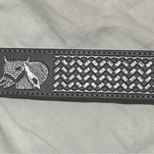 YAC Size 38 Genuine Leather Donkey Black w/ Silver Silk Thread Men's Belt